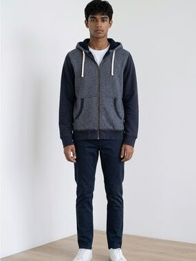 Sonoma Navy Two-Tone Zip-Up Hoodie Sweater